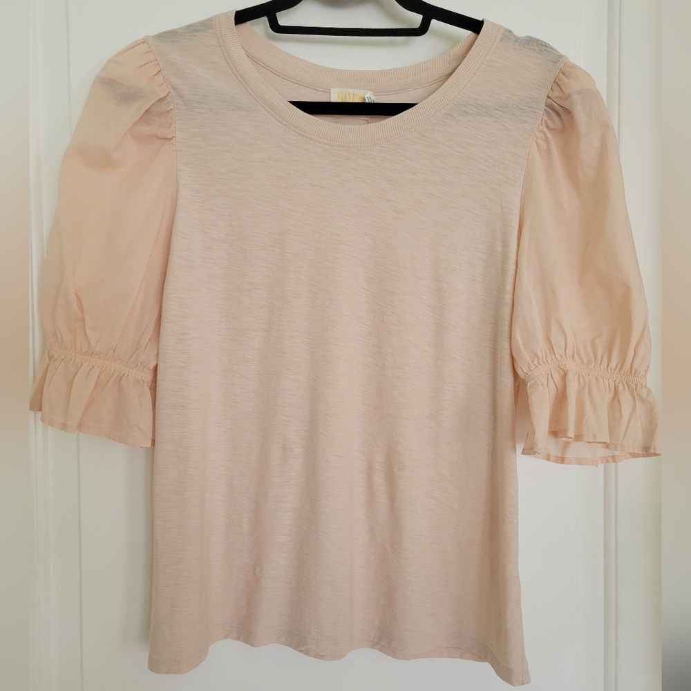 Nation LTD Los Angeles Pink Puff Sleeve T shirt XL